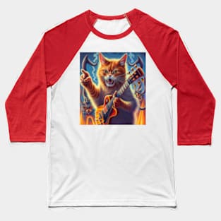 cat angry guitar playing feline Baseball T-Shirt